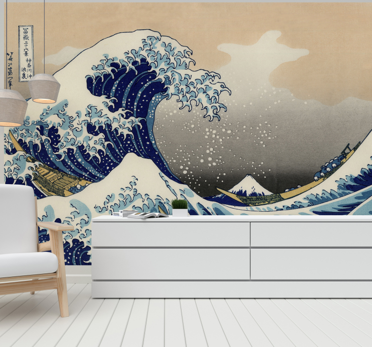 Hokusai wave Classic Art Wall Mural - TenStickers