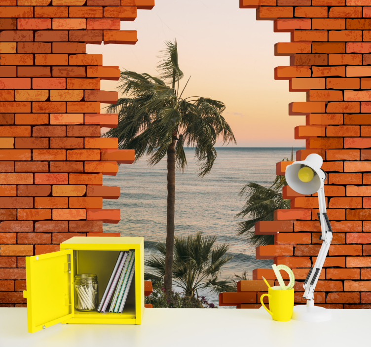 Hole in the wall with photo custom wall mural - TenStickers