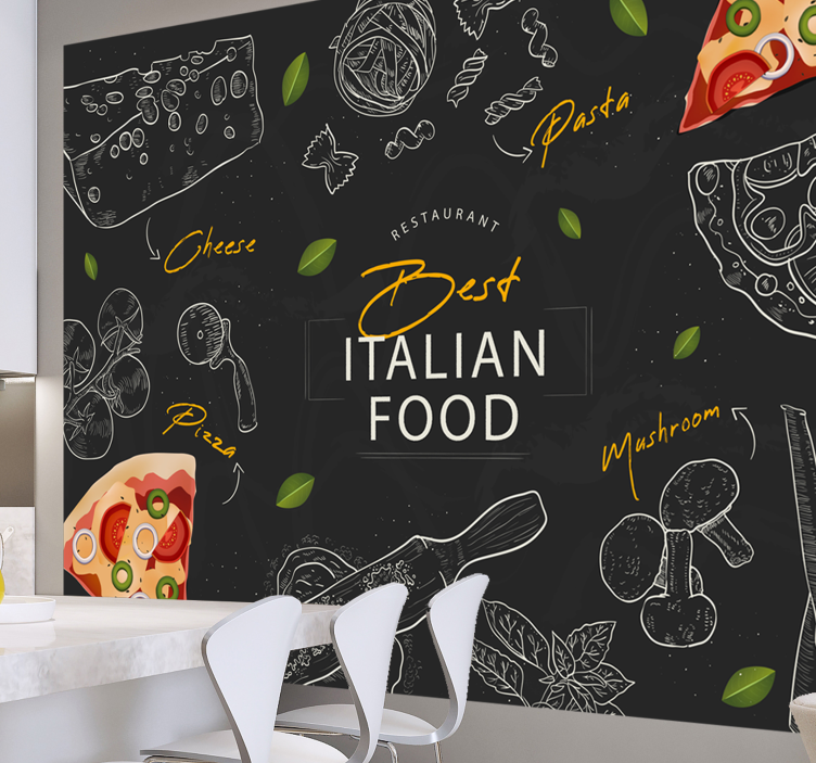 Italian food icons wall mural - TenStickers