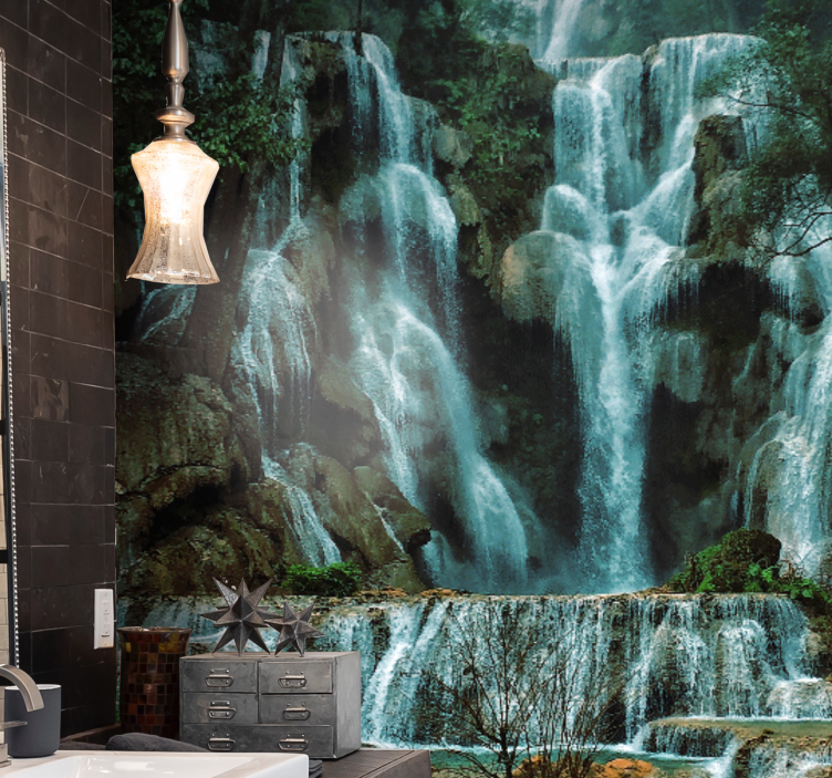 Landscape curtain Waterfall Wall Mural - TenStickers