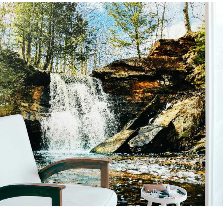 Landscape forest Waterfall Wall Mural - TenStickers