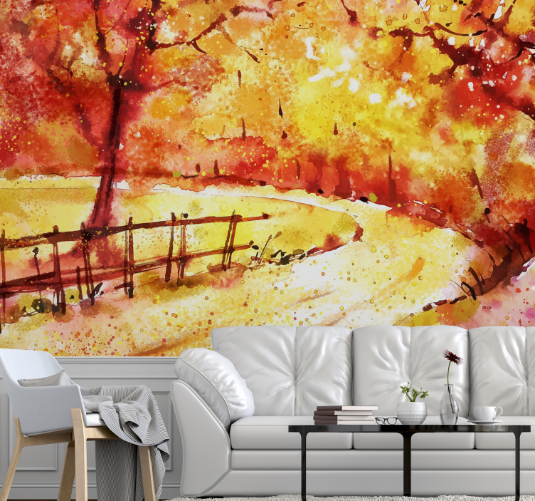 Landscape wall mural autumn scenic path - TenStickers