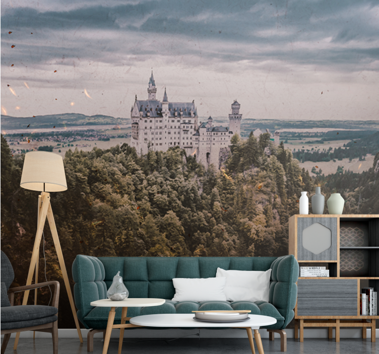 Landscape wall mural castle on mountain - TenStickers