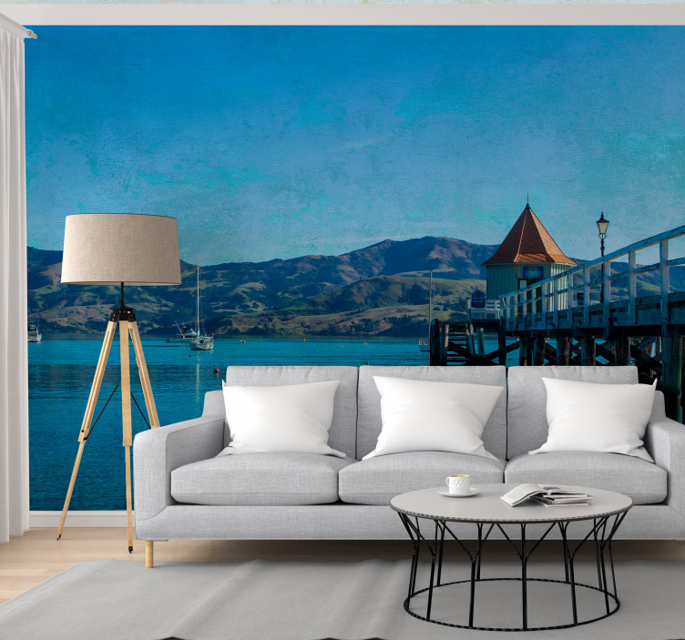 Landscape wall mural coastal dock scene - TenStickers