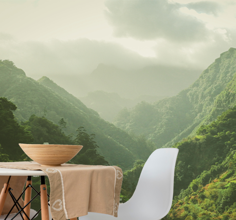 Landscape wall mural mountain valley view - TenStickers