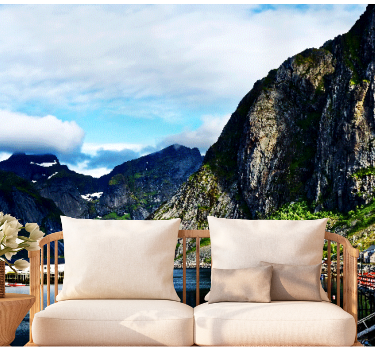 Landscape wall mural mountainous coastal view - TenStickers