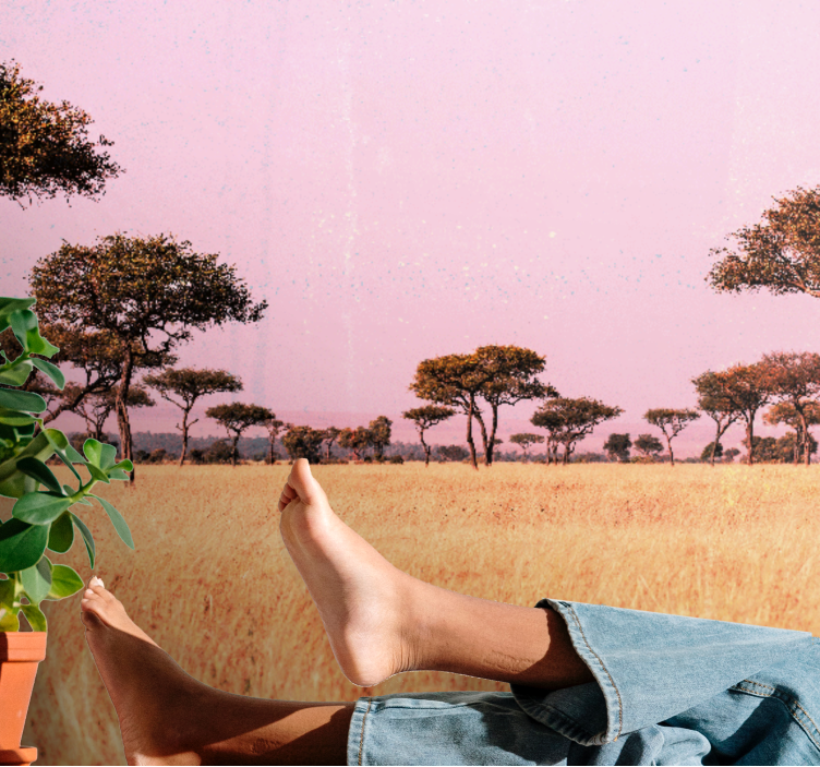 Landscape wall mural serene savanna scene - TenStickers