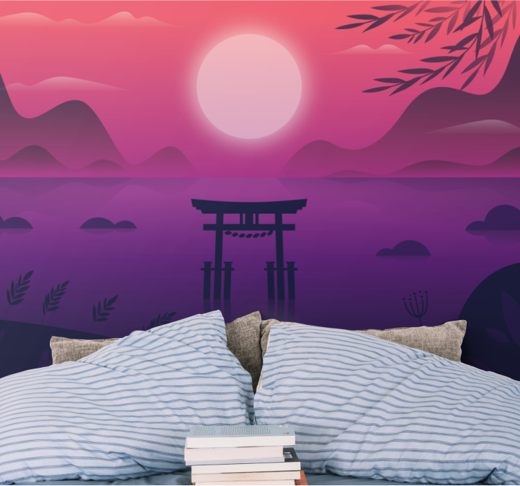 Landscape wall mural serene sunset landscape - TenStickers