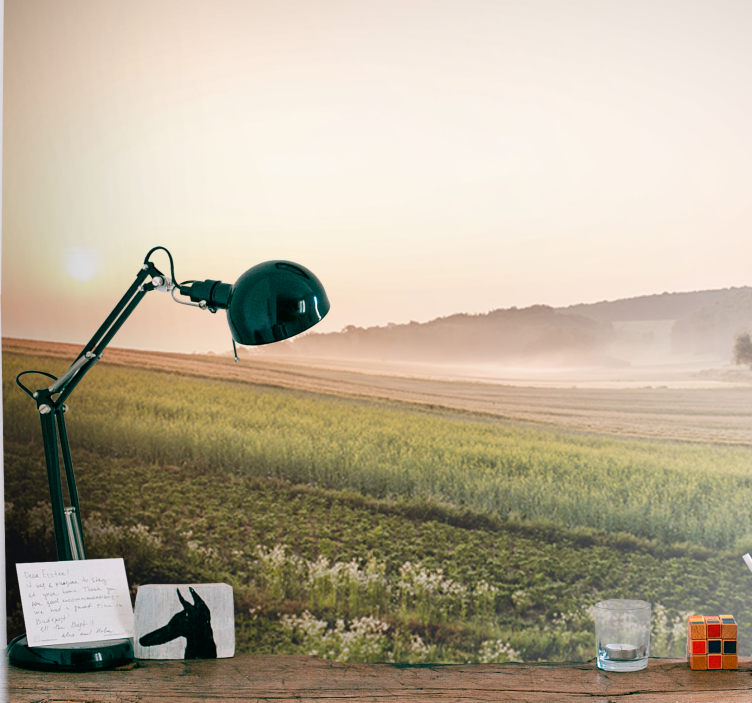 Landscape wall mural tranquil green meadows - TenStickers