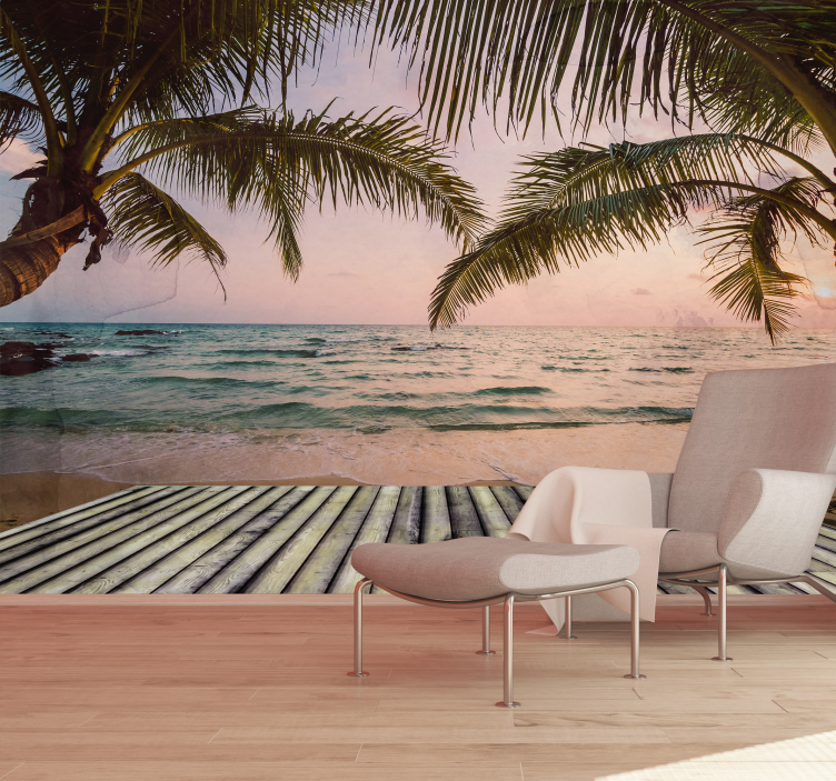 Landscape wall mural tropical coastline view - TenStickers