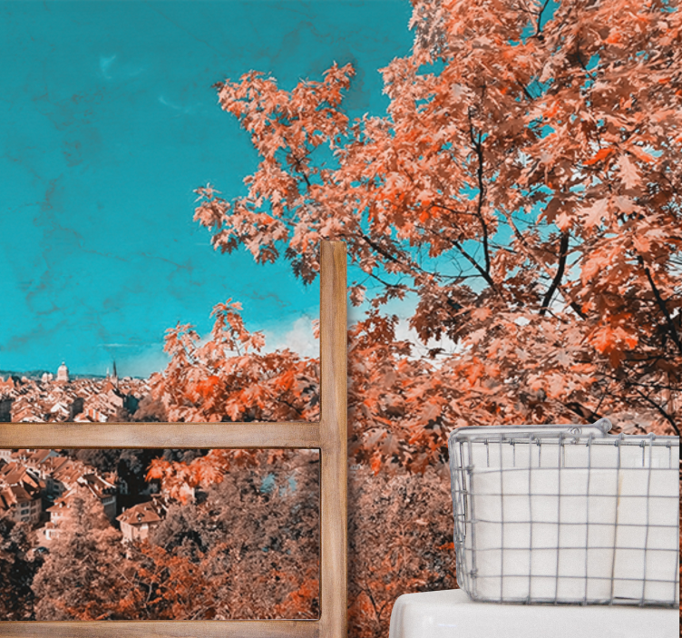 Landscape wall mural vibrant autumn scene - TenStickers