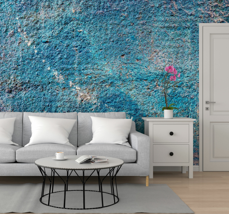 light blue wall effect living room wall mural - TenStickers