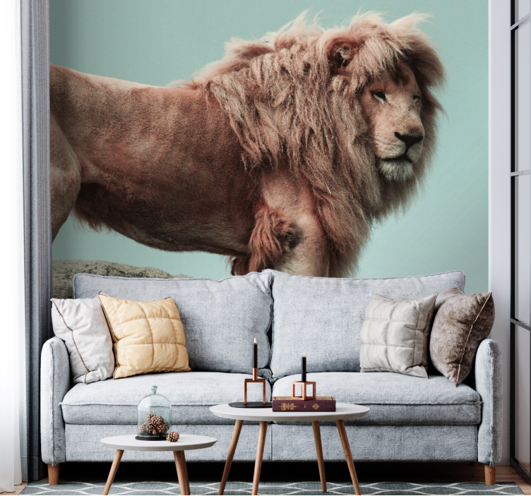 Lion wall mural majestic lion pose - TenStickers