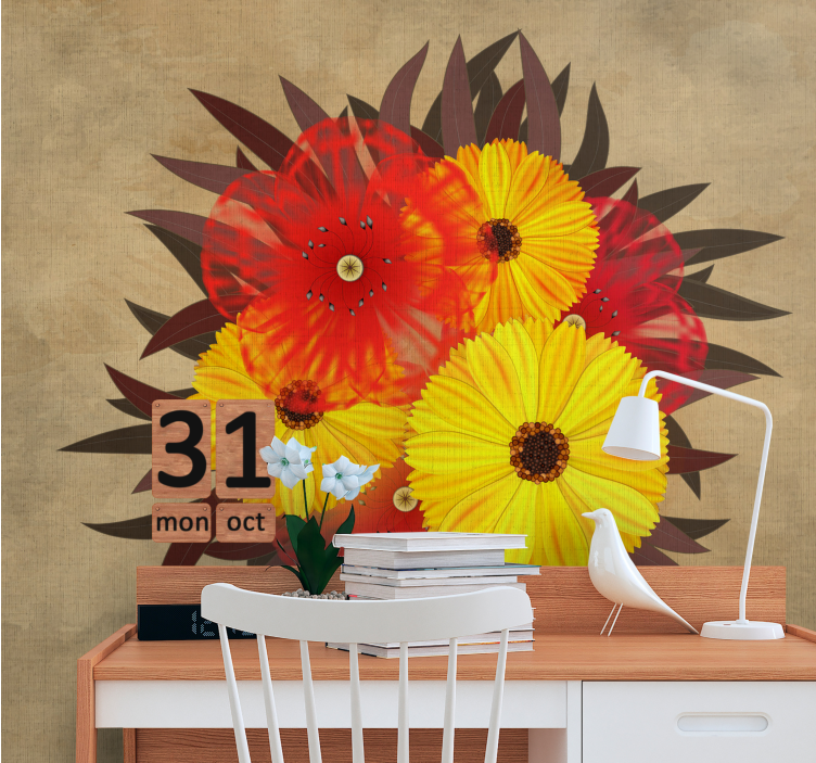 Lively blossom arrangement flower wall mural - TenStickers