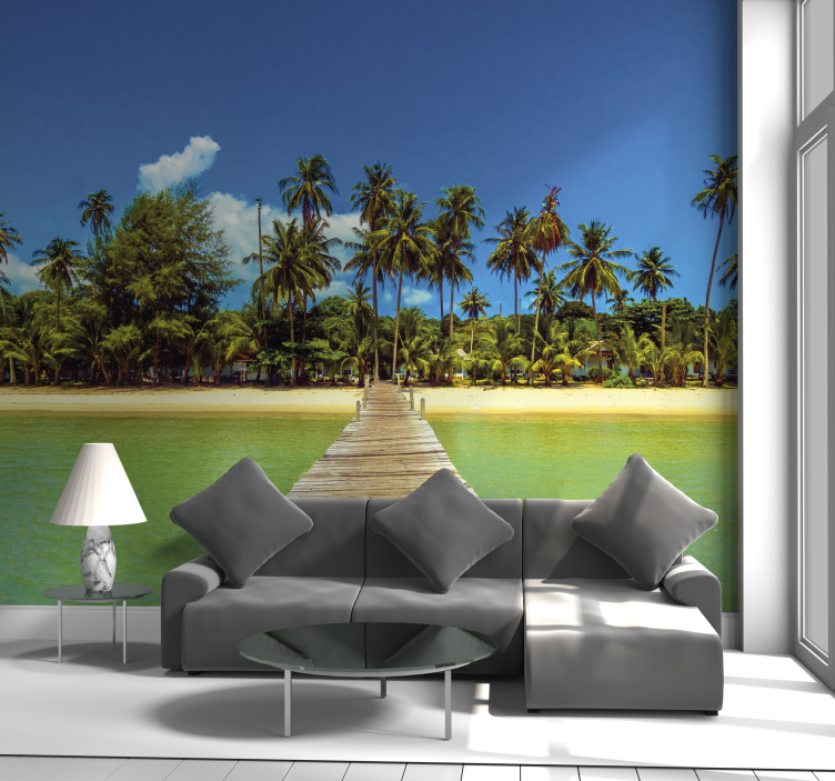Long deck to an island landscape wall mural - TenStickers