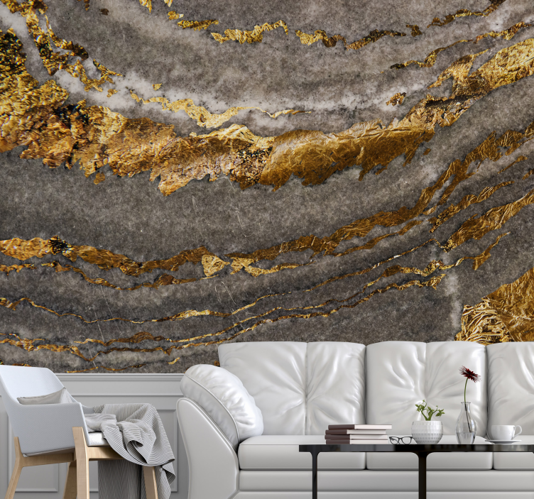 Luxurious Gold and Blue marble wall mural - TenStickers