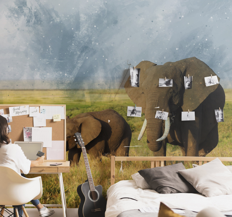 Majestic Elephants Encounter animals wall mural - TenStickers