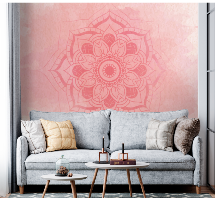 Mandala Lotus pink wall mural - TenStickers