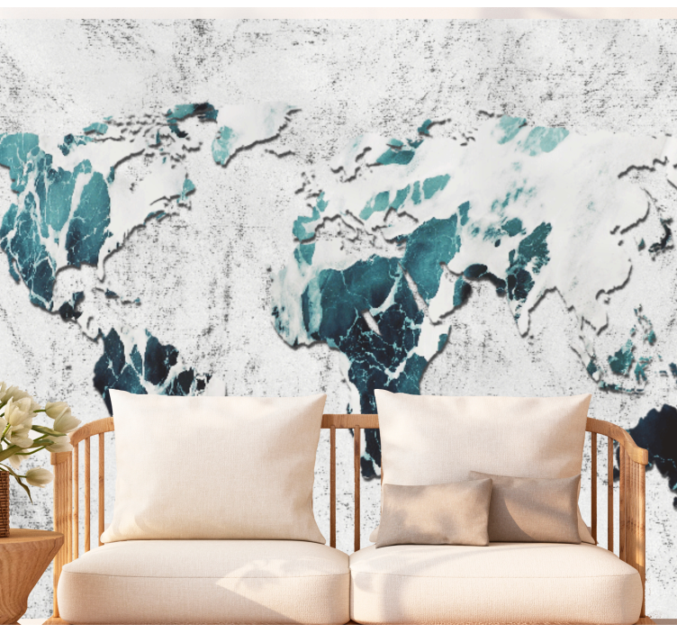 Marble world map world map mural - TenStickers