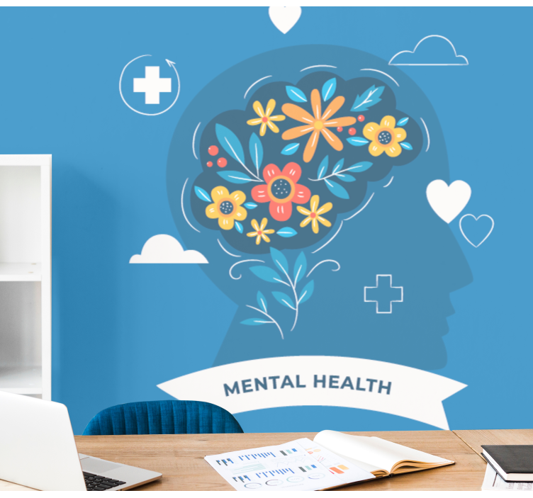 Mental Health brain modern wall mural - TenStickers