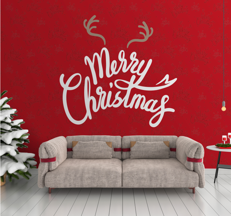 Merry with reindeer chunks Christmas wall mural - TenStickers