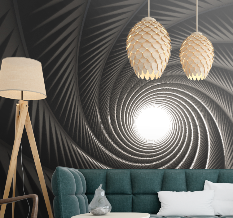Modern geometric 3d spiral effect 3D Wall Mural - TenStickers