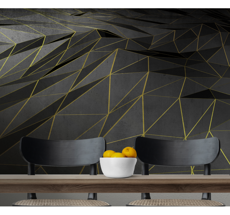 Modern Black & Gold 3D Wall Mural - TenStickers