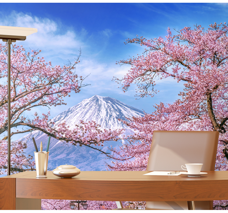 Mountain cherry blossom wall mural - TenStickers