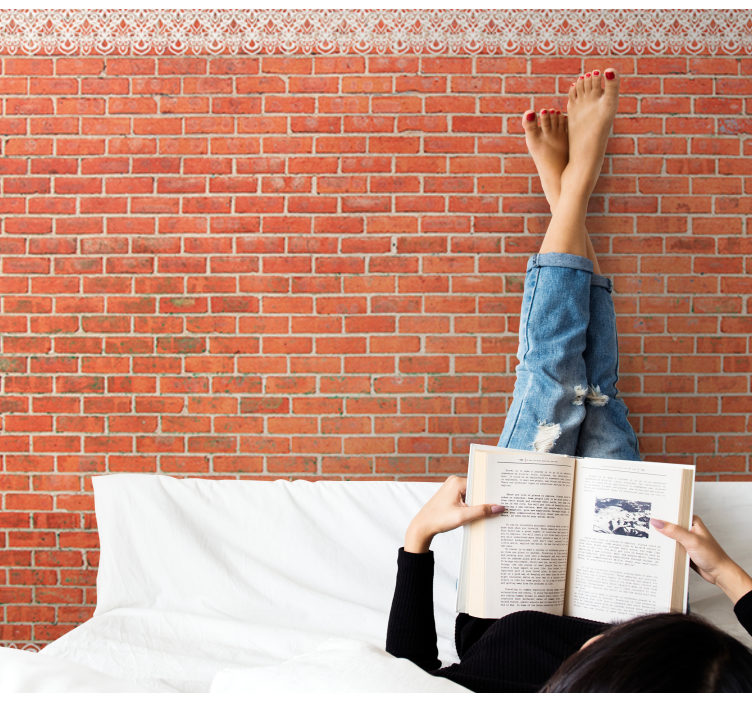 Nude brick wall with decoration wall mural - TenStickers