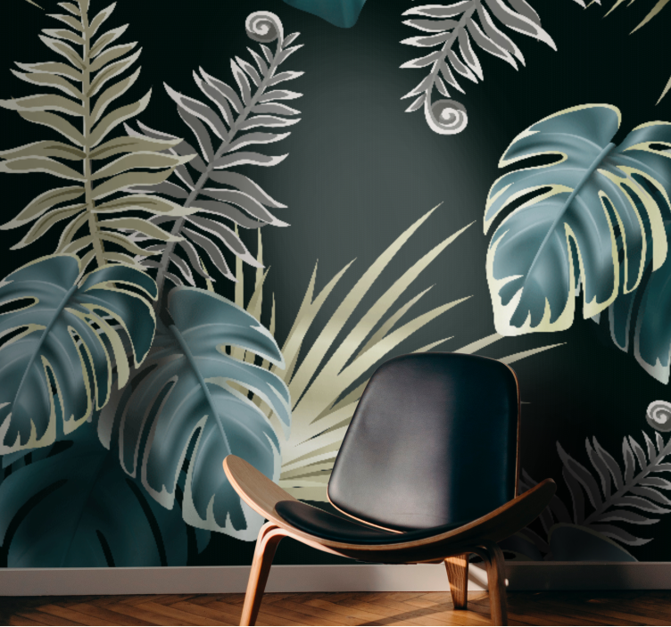 Original Elegant Palm Leaves nature wall mural - TenStickers