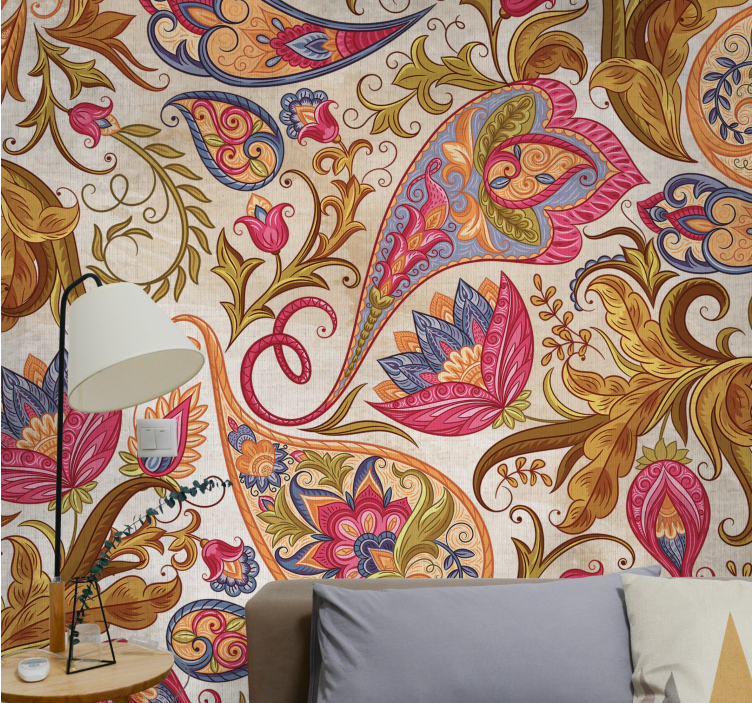 Ornamental pattern with flower wall mural - TenStickers