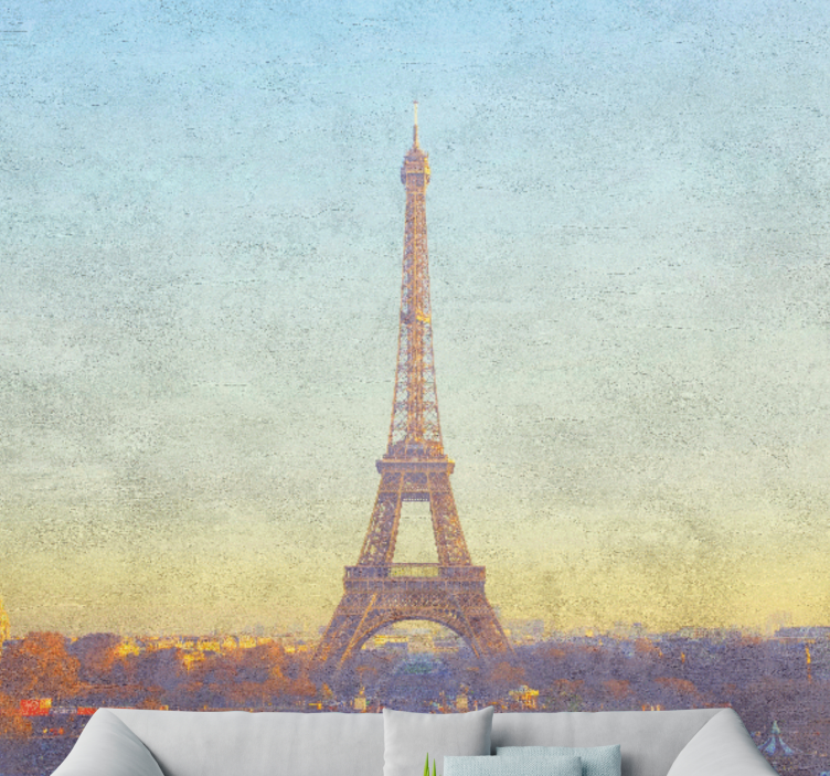 Paris wall mural eiffel tower at twilight - TenStickers