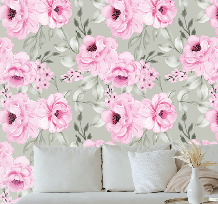 Pastel color peonies flower wall mural - TenStickers