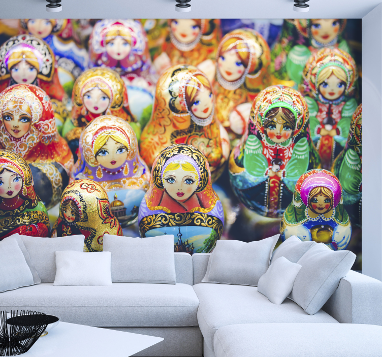 People wall mural colorful matryoshka dolls - TenStickers