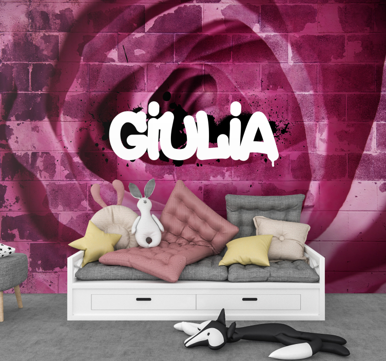 Personalised Floral Graffiti  custom wall mural - TenStickers