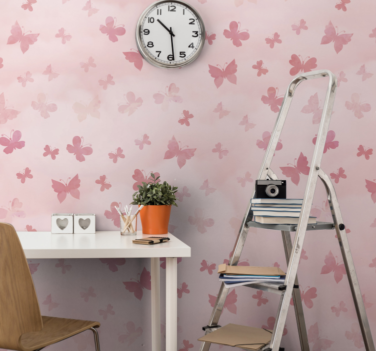 Pink butterflies Pink wall Mural - TenStickers