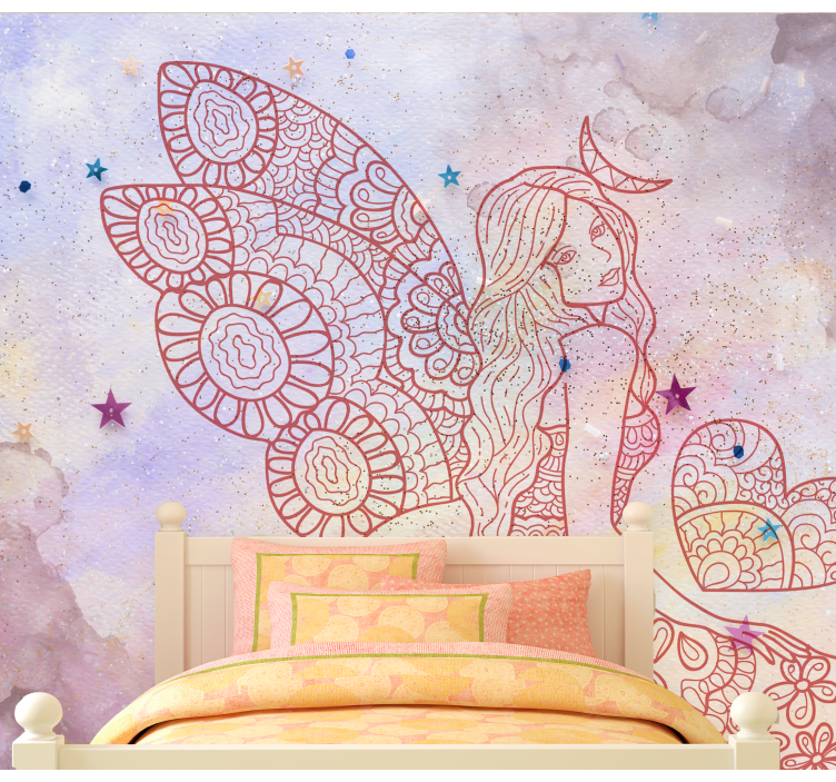 Pink fairy fantasy wall mural - TenStickers