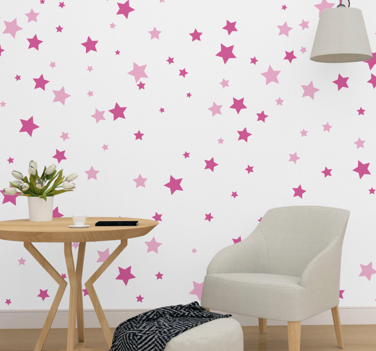 Pink falling stars Nursery Mural - TenStickers