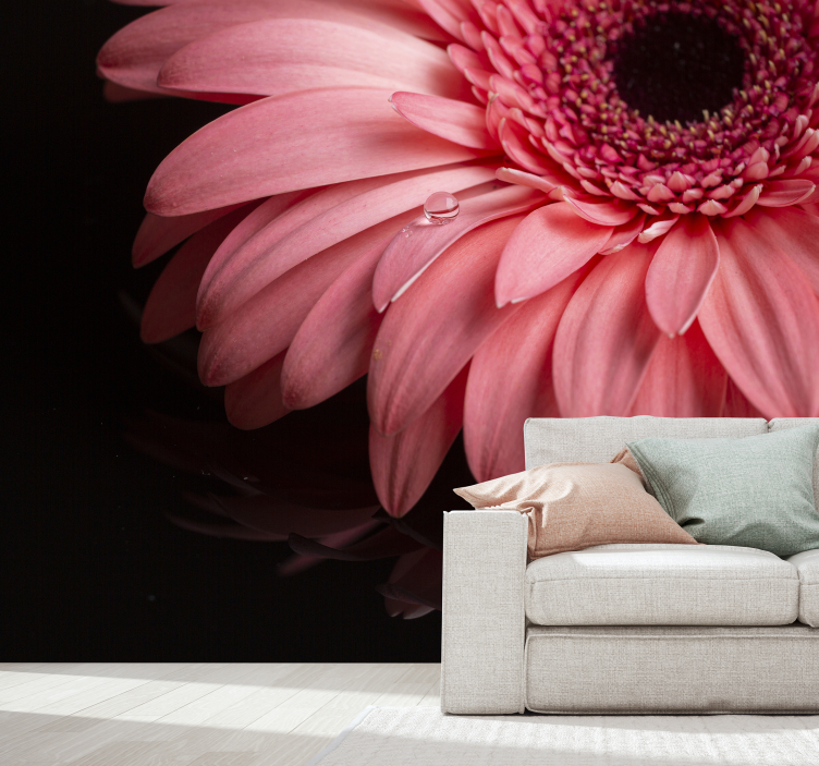 Pink flower wall photomural - TenStickers