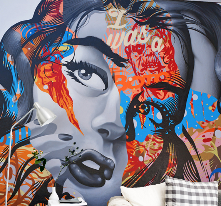 Pop art woman portrait graffiti Wall Mural - TenStickers