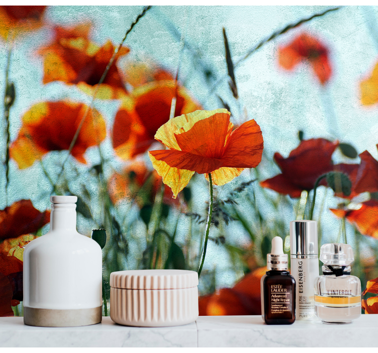 Poppy wall mural lively poppy flowers - TenStickers