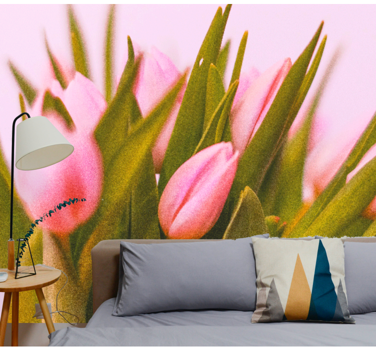 Poppy wall mural pink tulip blossoms - TenStickers