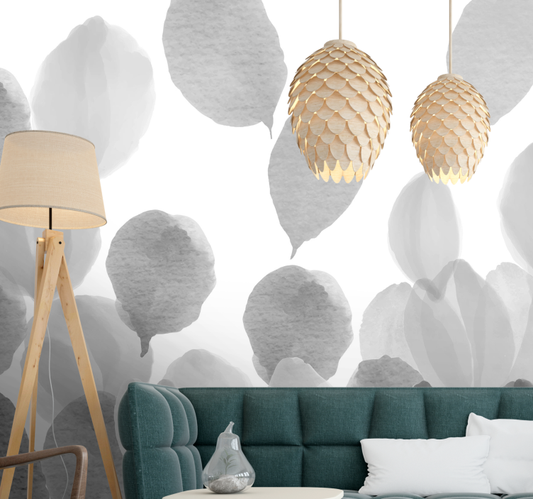 Poppy wall mural with graceful leaf design - TenStickers