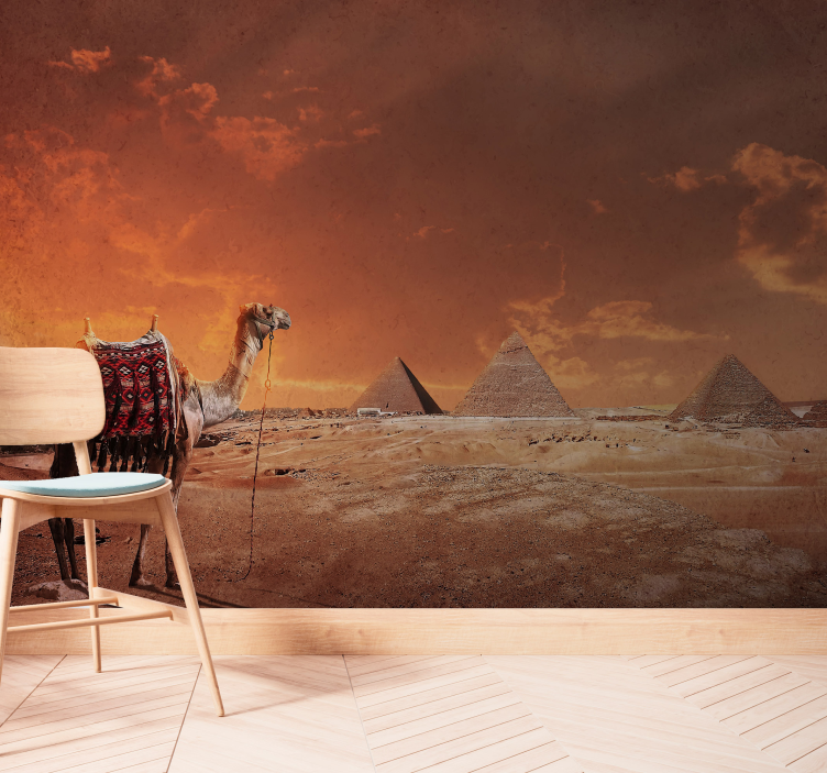 Pyramids and Camel landscape wall mural - TenStickers