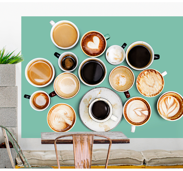 Quote wall mural coffee cup collection - TenStickers