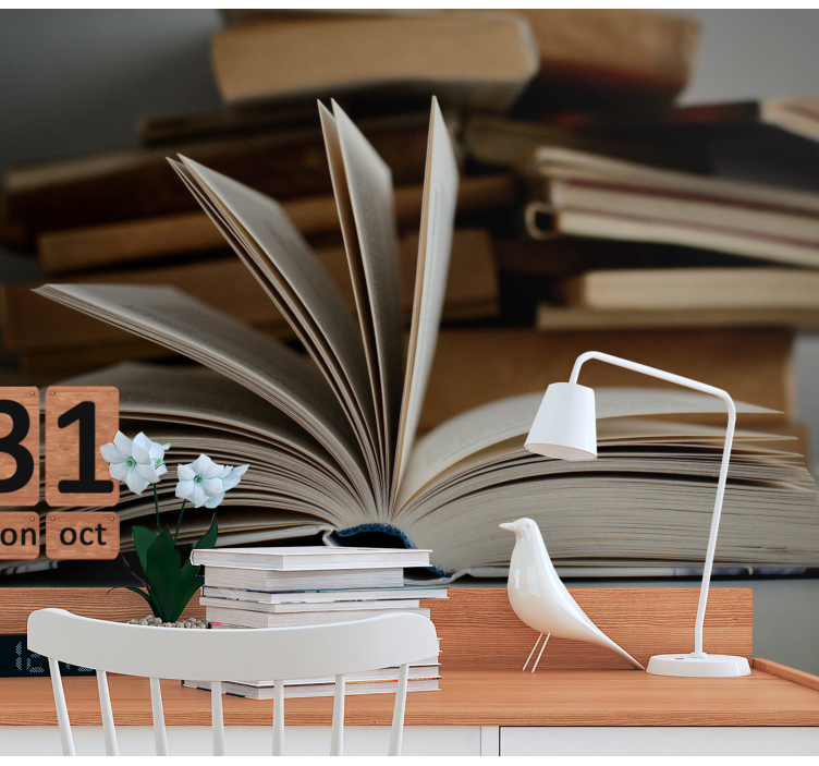 Quote wall mural open book illustration - TenStickers