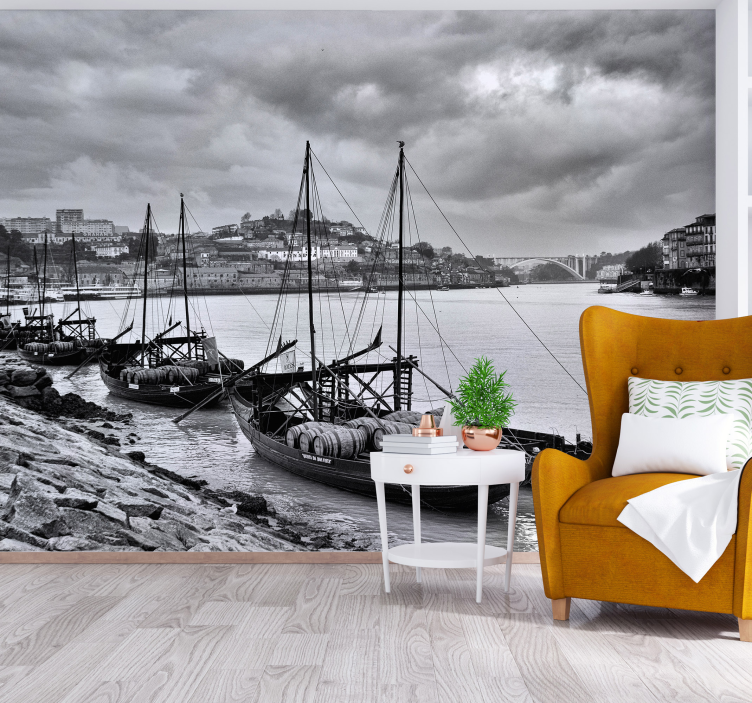 Rabelos boat at night wall mural - TenStickers