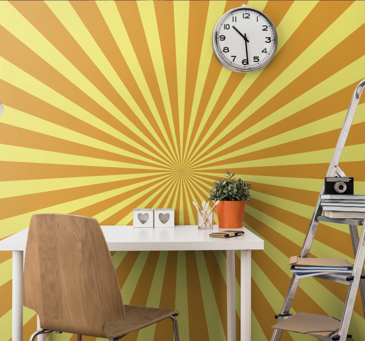 Radiating Yellow Stripes abstract wall mural - TenStickers