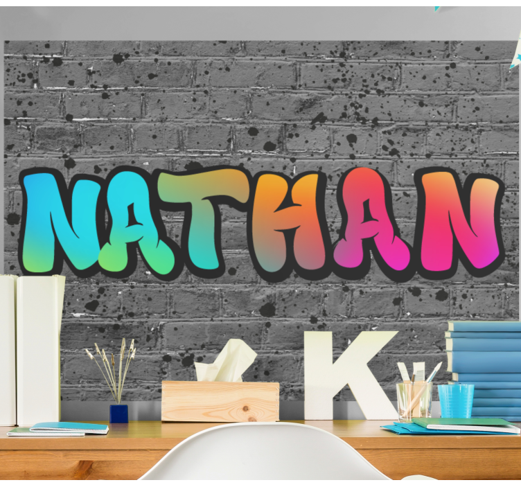 Rainbow name in brick custom wall mural - TenStickers