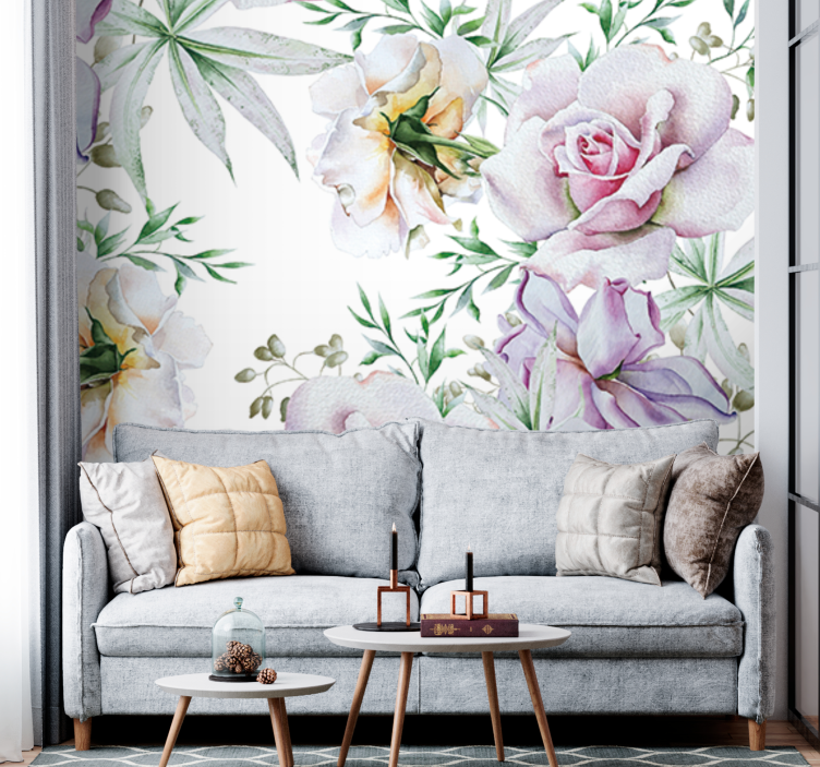 Realistic cute flowers on white 3D Wall Mural - TenStickers